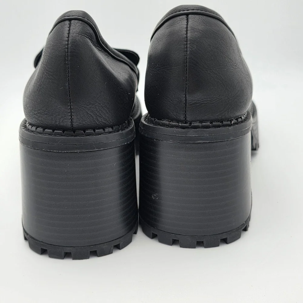 MIA Platform Penny Loafers Women 9 Black Chunky Heel 90s Style Bratz Goth Preppy